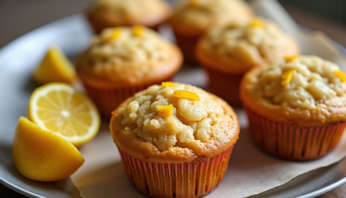 Muffins moelleux aux pommes, noix croquantes et zestes de citron