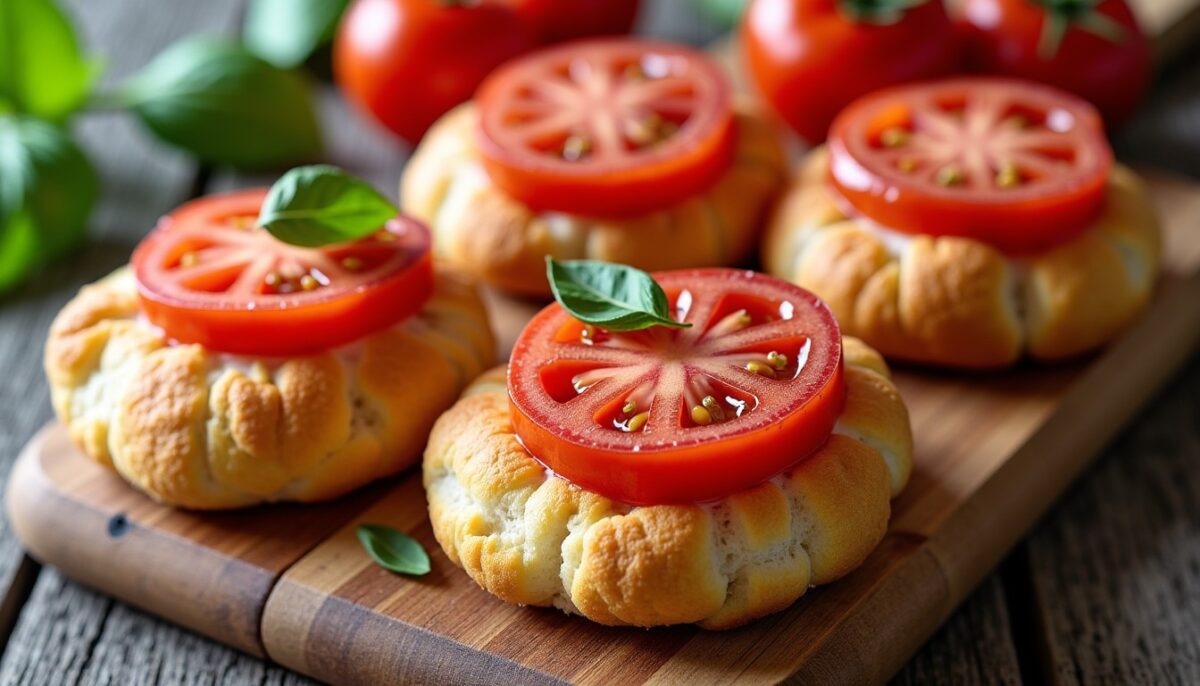 Délicieux petits pains garnis de tomates fraîches et de thon savoureux