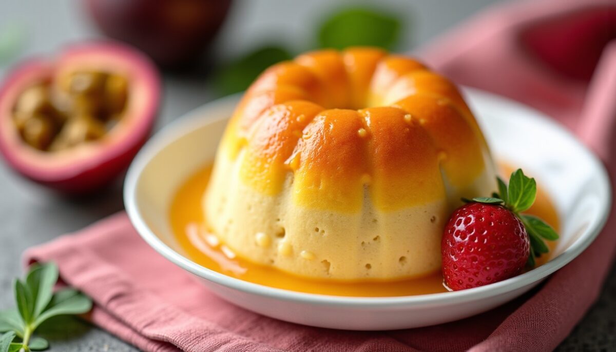 Délicatesse aérienne : Soufflé exquis aux saveurs tropicales du fruit de la passion Délicatesse aérienne : Soufflé exquis aux saveurs tropicales du fruit de la passion